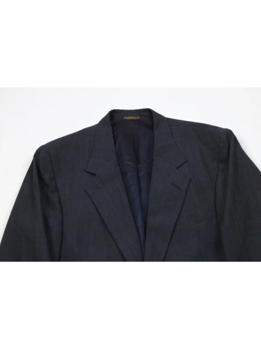 Vtg 90s Streetwear Mens 44L 2 Piece Wool Suit Wedding Striped Wide Leg 40x31 USA